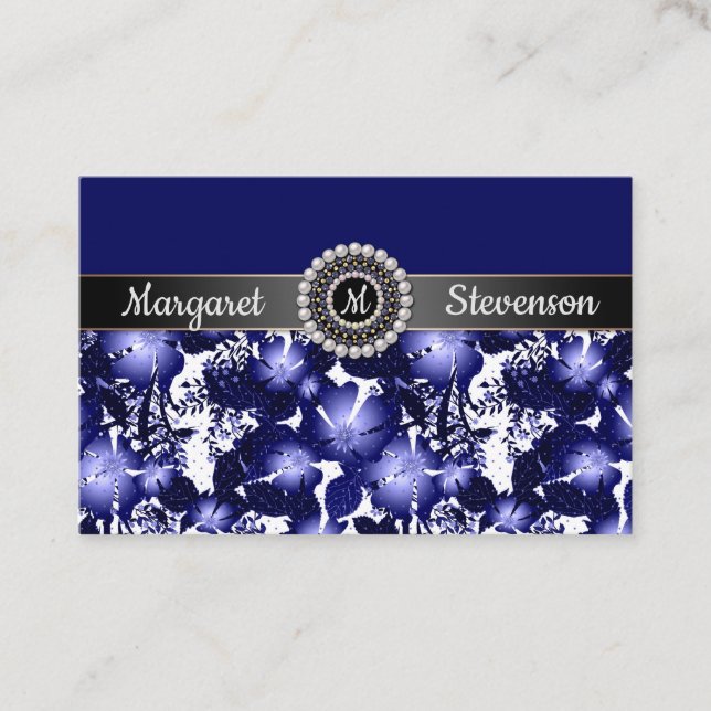 Wedding Anniversary gray satin ribbon pearls flora Business Card (Front)