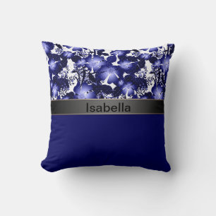 Wedding Anniversary gray satin ribbon pearls flora Throw Pillow