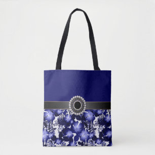 Wedding Anniversary gray satin ribbon pearls flora Tote Bag