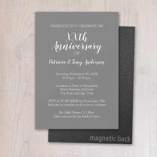 Wedding Anniversary - Gray White Party Magnetic Invitation