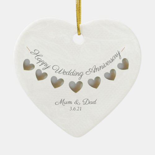 Wedding Anniversary heart mom and dad ornament