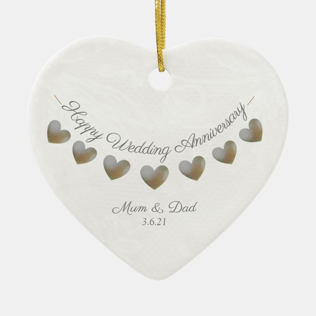 Wedding Anniversary heart mom and dad ornament (Front)