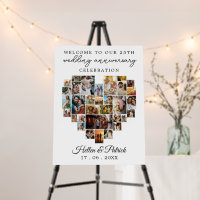 Wedding Anniversary Heart Photo Collage Modern