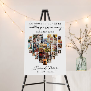 Wedding Anniversary Heart Photo Collage Modern Foam Board