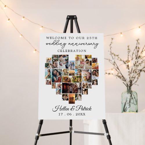 Wedding Anniversary Heart Photo Collage Modern