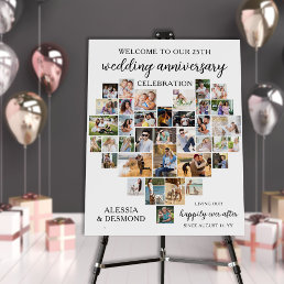 Wedding Anniversary Heart Shaped 36 Photo Collage Foam Board