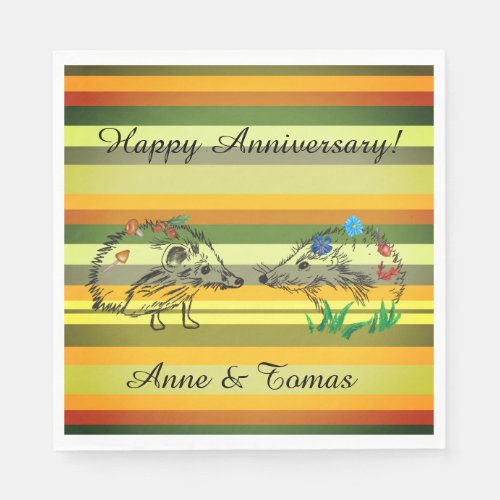 Wedding Anniversary  Hedgehogs Paper Napkins