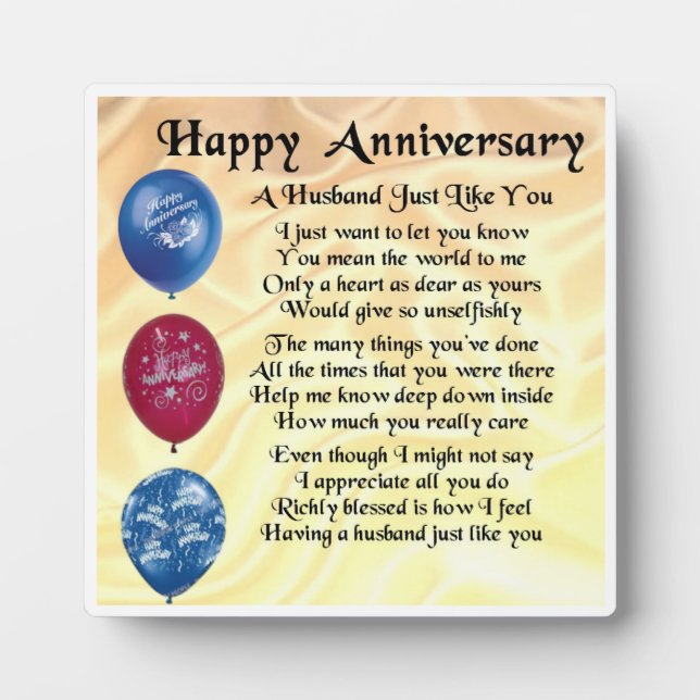 Wedding Anniversary Husband Poem Plaque (Front)