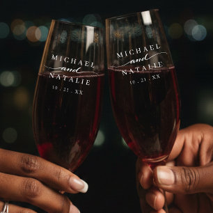Wedding Anniversary Husband Wife Couple Names Champagne Flute