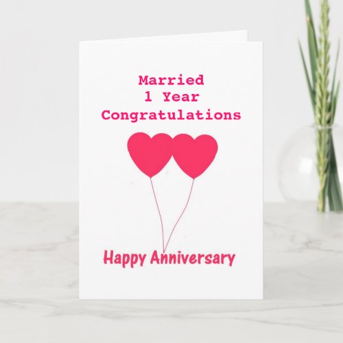 Wedding Anniversary I year Card Personalize it Card