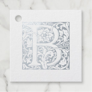 Wedding Anniversary Illuminated Letter B Monogram Foil Favor Tags