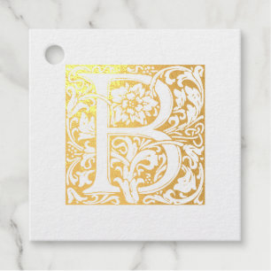 Wedding Anniversary Illuminated Letter B Monogram Foil Favor Tags