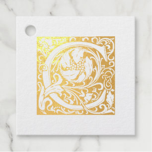 Wedding Anniversary Illuminated Letter C Monogram Foil Favor Tags