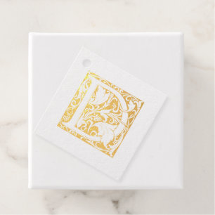 Wedding Anniversary Illuminated Letter D Monogram Foil Favor Tags