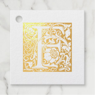 Wedding Anniversary Illuminated Letter E Monogram Foil Favor Tags