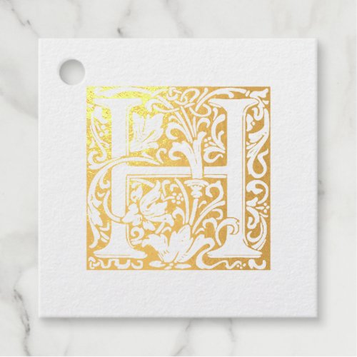 Wedding Anniversary Illuminated Letter H Monogram Foil Favor Tags