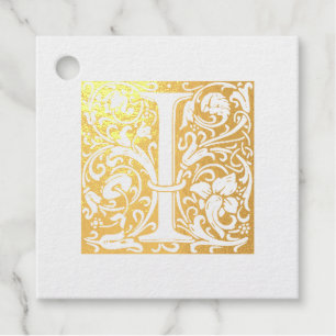 Wedding Anniversary Illuminated Letter I Monogram Foil Favor Tags