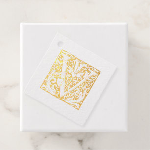 Wedding Anniversary Illuminated Letter V Monogram Foil Favor Tags