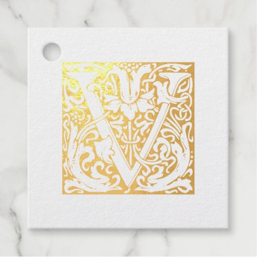 Wedding Anniversary Illuminated Letter V Monogram Foil Favor Tags