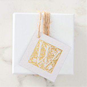 Wedding Anniversary Illuminated Letter W Monogram Foil Favor Tags