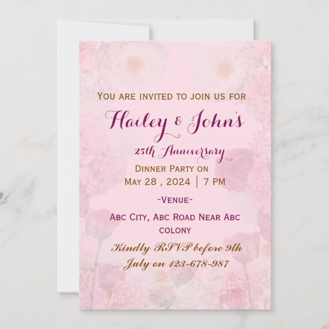 Wedding Anniversary  Invitation  (Front)