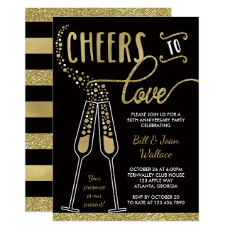 Wedding Anniversary Invitation, Faux Glitter Card