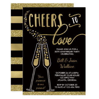 Wedding Anniversary Invitation, Faux Glitter Invitation