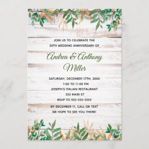 Wedding Anniversary Invitation Greenery Rustic