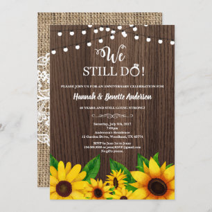 Wedding anniversary invitation Sunflower rustic