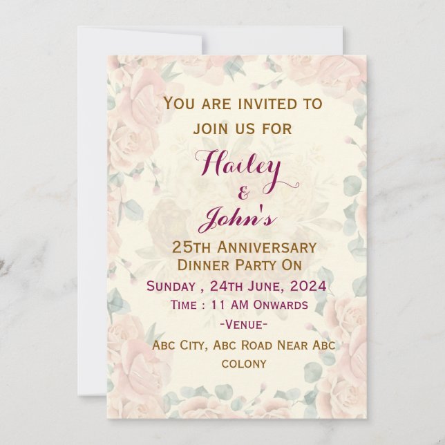 Wedding Anniversary Invitations  (Front)