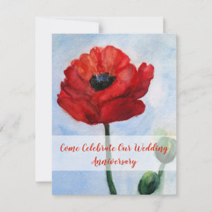 Wedding Anniversary Invitations , Red Poppy Art