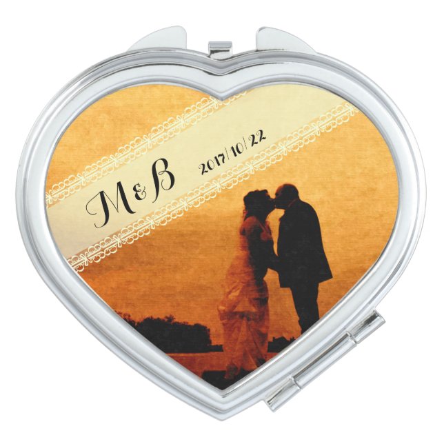Wedding anniversary keepsake mirror for makeup (Front)