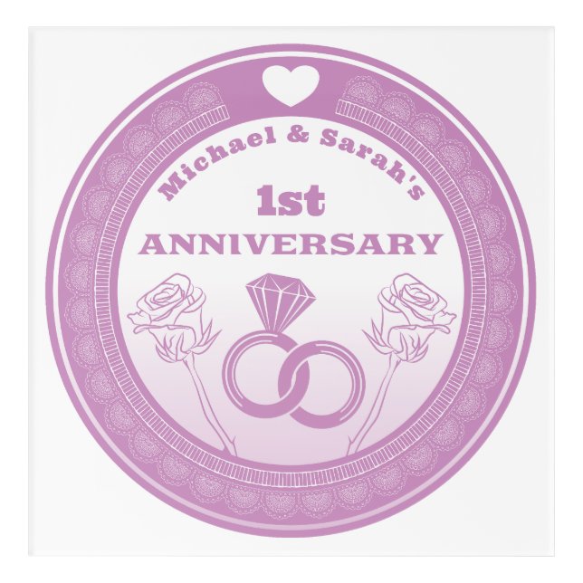 Wedding anniversary Lace look change the year Acrylic Print (Front)