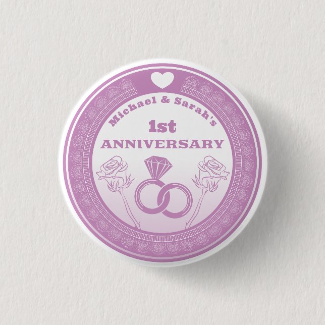 Wedding anniversary Lace look change the year Button (Front)