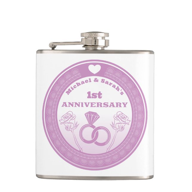 Wedding anniversary Lace look change the year Flask (Front)