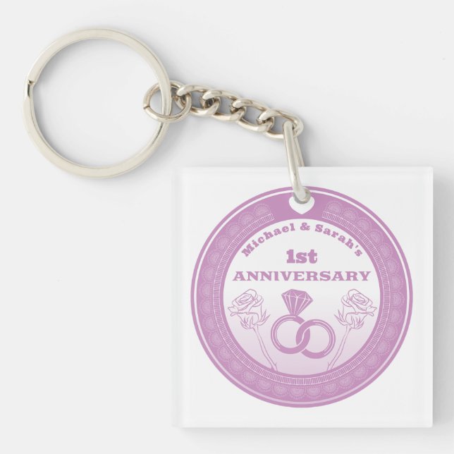Wedding anniversary Lace look change the year Keychain (Front)