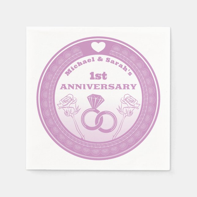 Wedding anniversary Lace look change the year Napkins (Front)