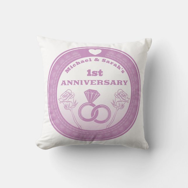 Wedding anniversary Lace look change the year Throw Pillow (Front)