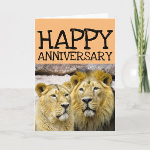 WEDDING ANNIVERSARY LION COUPLE BIG CARD FOR THEM