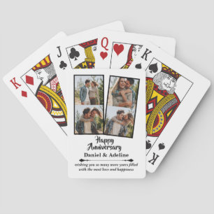 Wedding Anniversary Love 4 Photo Collage Couple Poker Cards