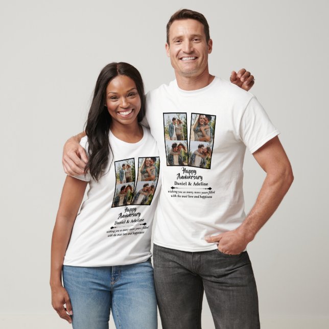 Wedding Anniversary Love 4 Photo Collage Couple T-Shirt (Unisex)