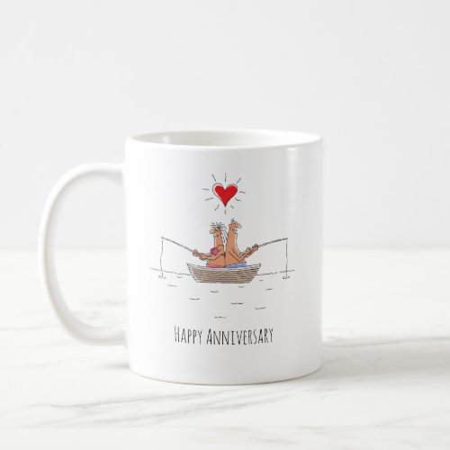 Wedding Anniversary Married Couple Fishing Heart Coffee Mug
