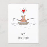 Personalised Anniversary Card, Custom Fish Angler Wedding