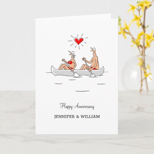 Wedding Anniversary Married Couple Heart Canoe Card