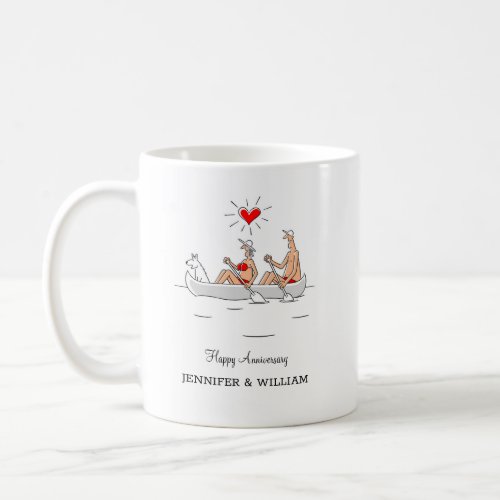 Wedding Anniversary Married Couple Heart Canoe Coffee Mug