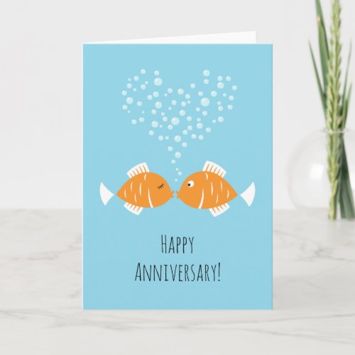 Wedding Anniversary Married Couple Heart Fish Card