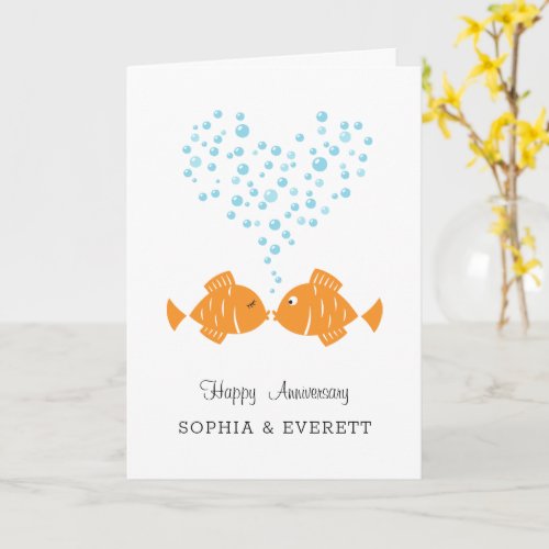 Wedding Anniversary Married Couple Heart Fish Card