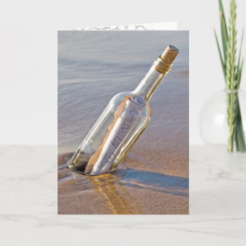 wedding anniversary message in a bottle card