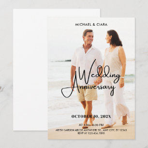 Wedding Anniversary modern minimalist photo Invitation