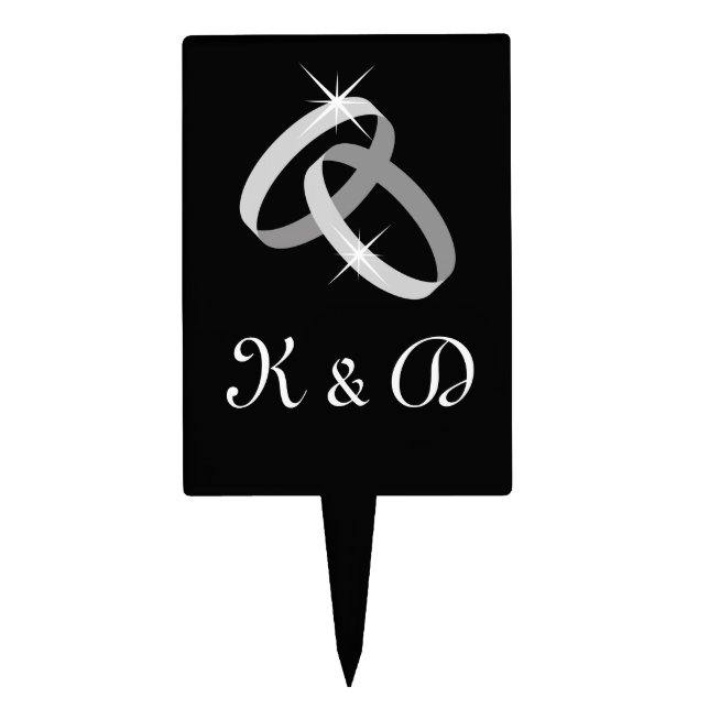 Wedding anniversary monogram cake topper picks (Front)